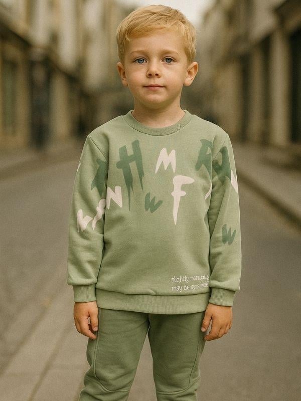 Erkek Çocuk Pamuklu Baskılı Eşofman Takım