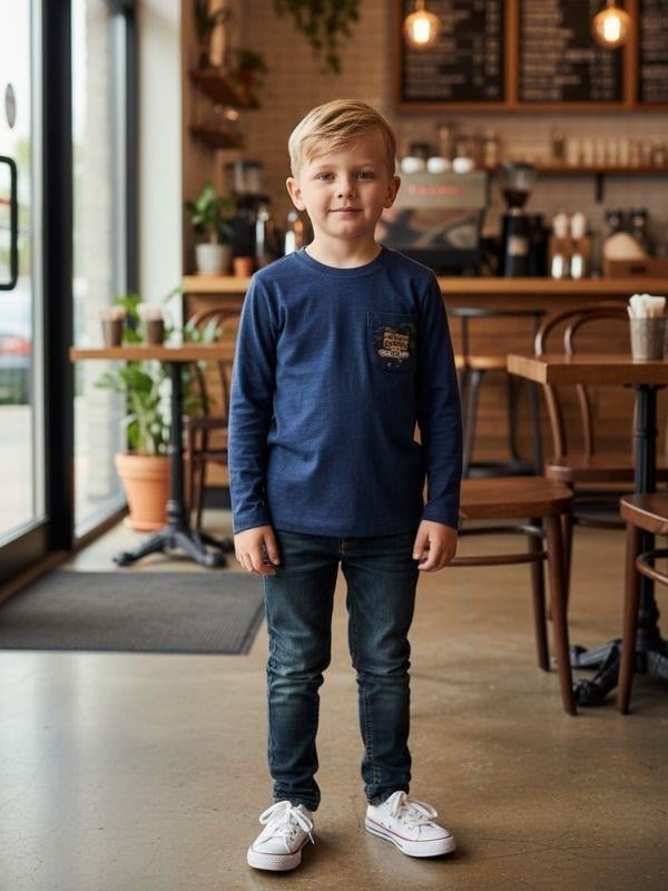 Erkek Çocuk Pamuklu Baskılı İnce Uzun Kollu T-shirt