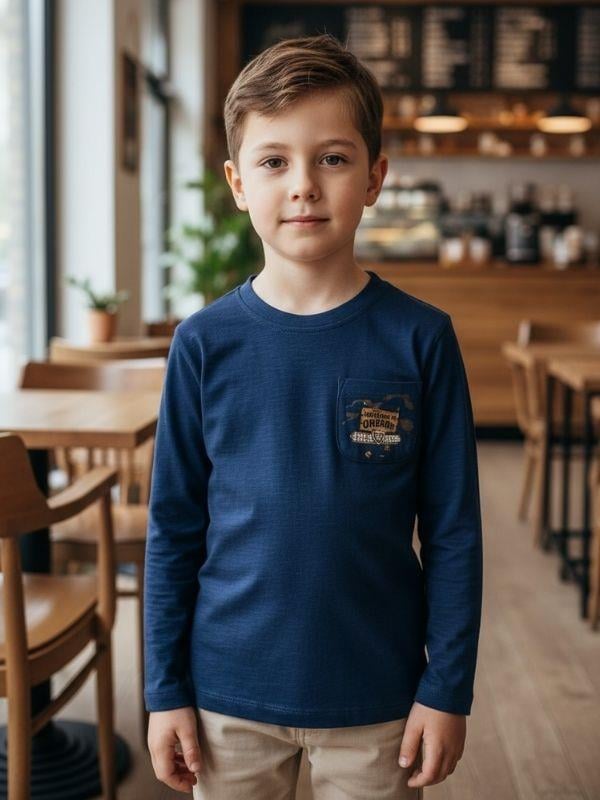 Erkek Çocuk Pamuklu Baskılı İnce Uzun Kollu T-shirt