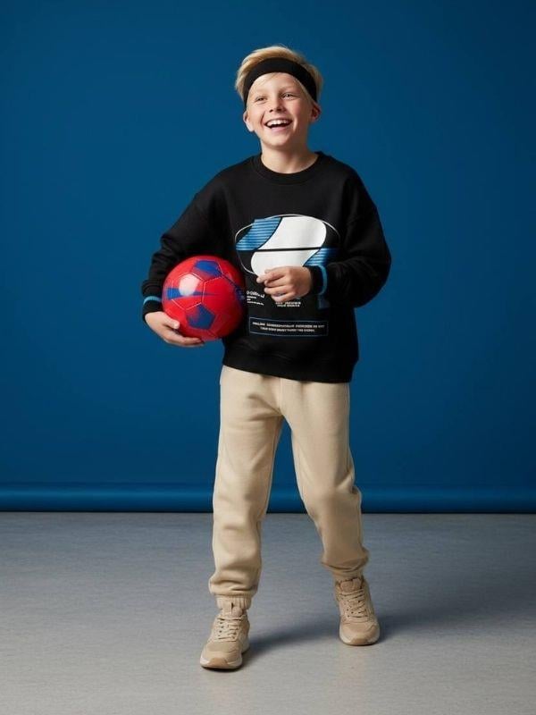 Erkek Çocuk Pamuklu Baskılı Tasarım Sweatshirt