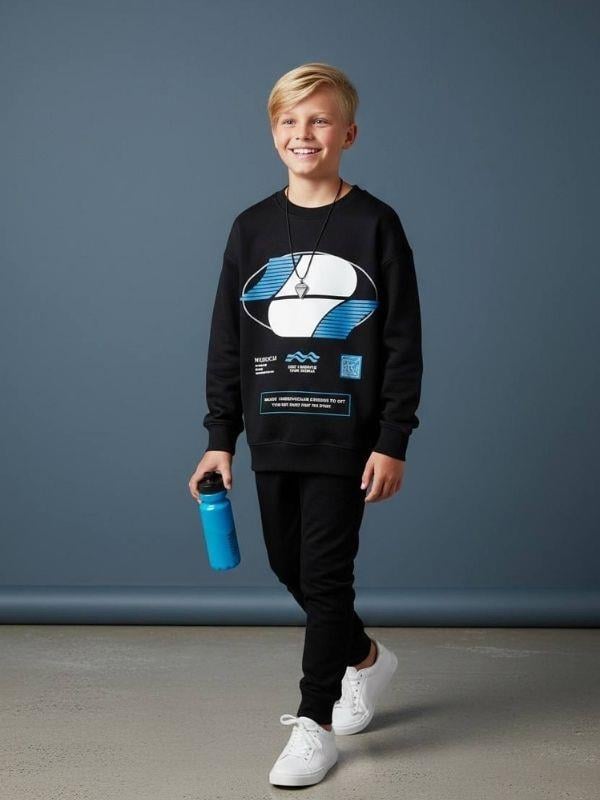 Erkek Çocuk Pamuklu Baskılı Tasarım Sweatshirt