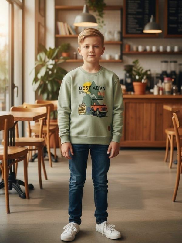 Erkek Çocuk Pamuklu Best Advn Yazılı İnce Uzun Kollu T-shirt