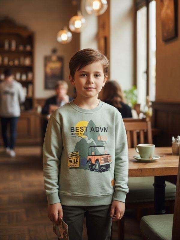 Erkek Çocuk Pamuklu Best Advn Yazılı İnce Uzun Kollu T-shirt