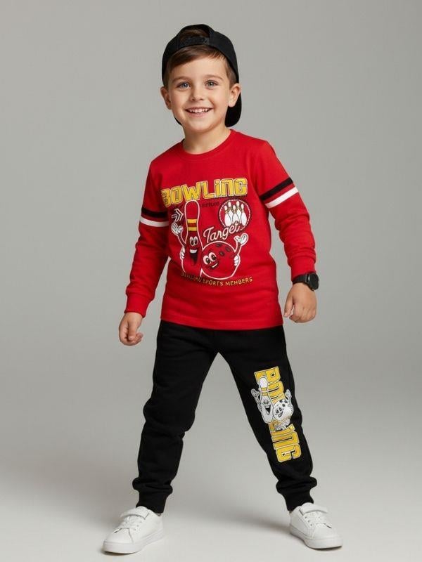 Erkek Çocuk Pamuklu Bowling  Baskılı Pijama Takımı