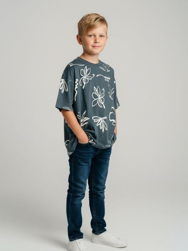 Erkek Çocuk Pamuklu Desenli Tasarım T-shirt