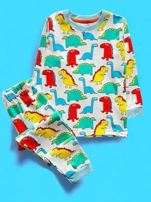Erkek Çocuk Pamuklu Dinazor Baskılı Pijama