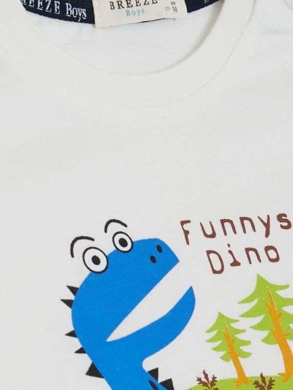 Erkek Çocuk Pamuklu Dinazor Baskılı Tshirt