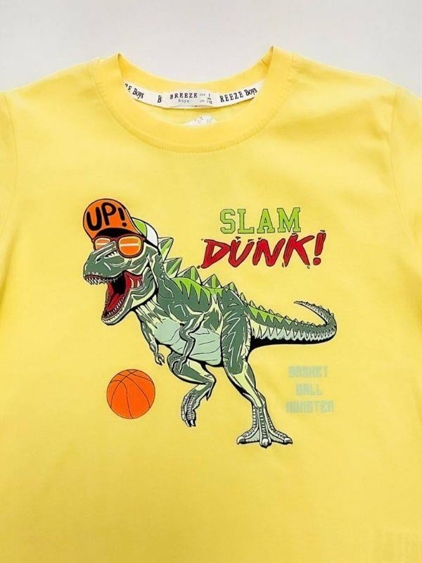 Erkek Çocuk Pamuklu Dinazor Baskılı Yarım Kol Tshirt