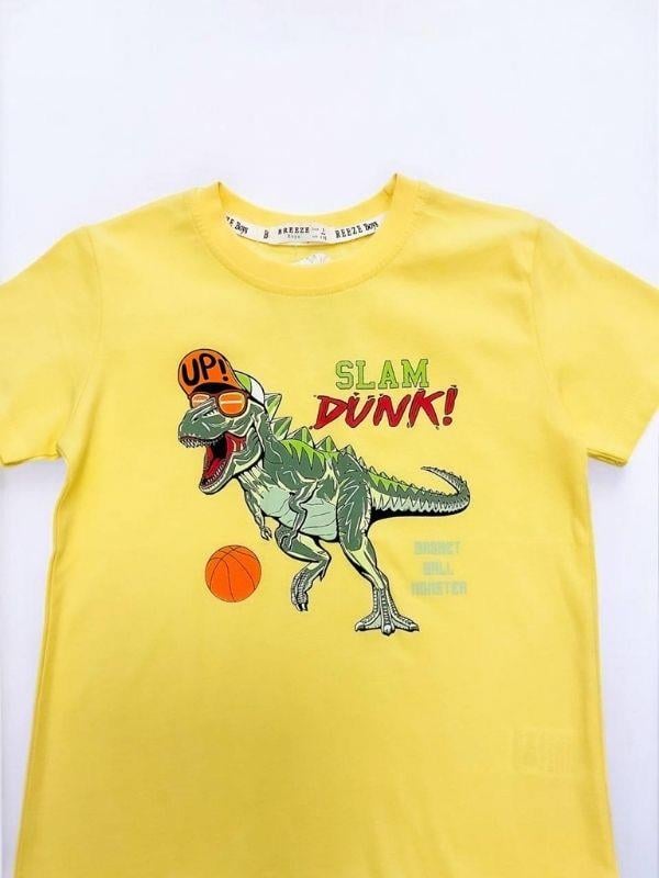 Erkek Çocuk Pamuklu Dinazor Baskılı Yarım Kol Tshirt