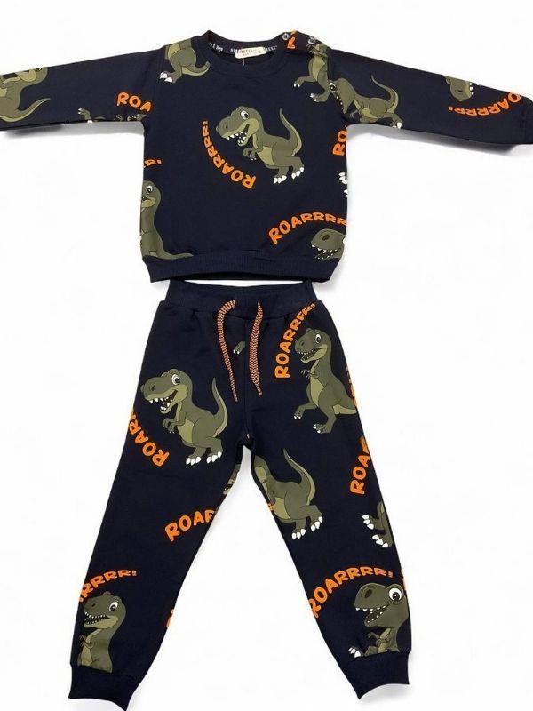 Erkek Çocuk Pamuklu Dinozorlu Eşofman Takım