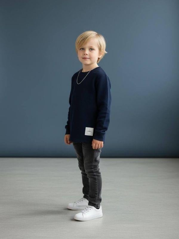 Erkek Çocuk Pamuklu Dokulu Kumaş İnce Uzun Kollu Sweatshirt