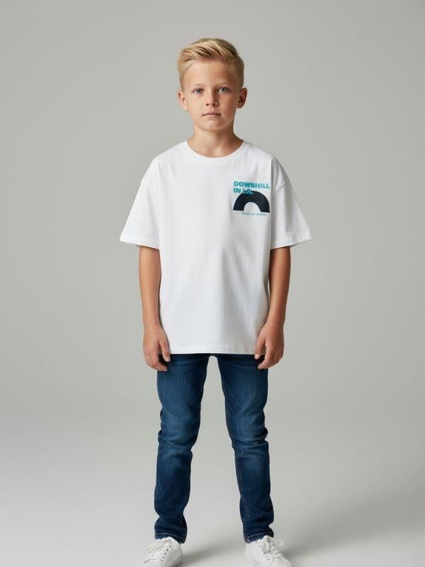 Erkek Çocuk Pamuklu Downhill Sırt Baskılı T-shirt