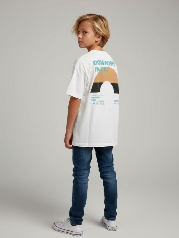 Erkek Çocuk Pamuklu Downhill Sırt Baskılı T-shirt