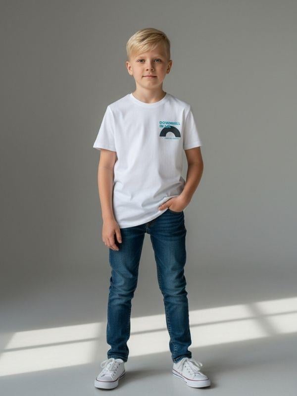 Erkek Çocuk Pamuklu Downhill Sırt Baskılı T-shirt