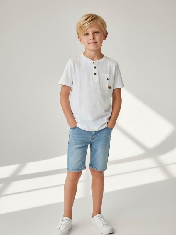 Erkek Çocuk Pamuklu Düğmeli Basic T-shirt