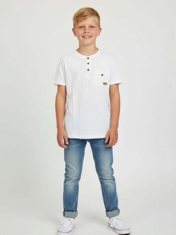 Erkek Çocuk Pamuklu Düğmeli Basic T-shirt