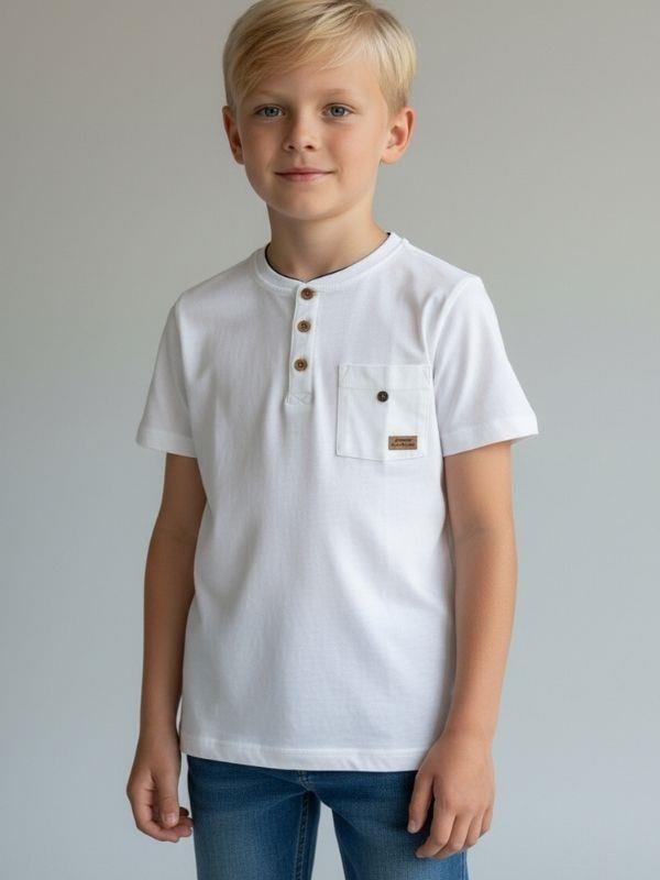 Erkek Çocuk Pamuklu Düğmeli Basic T-shirt
