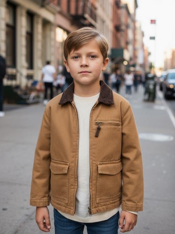 Erkek Çocuk Pamuklu Fitilli Yaka Detaylı Astarlı Cepli Mevsimlik Ceket