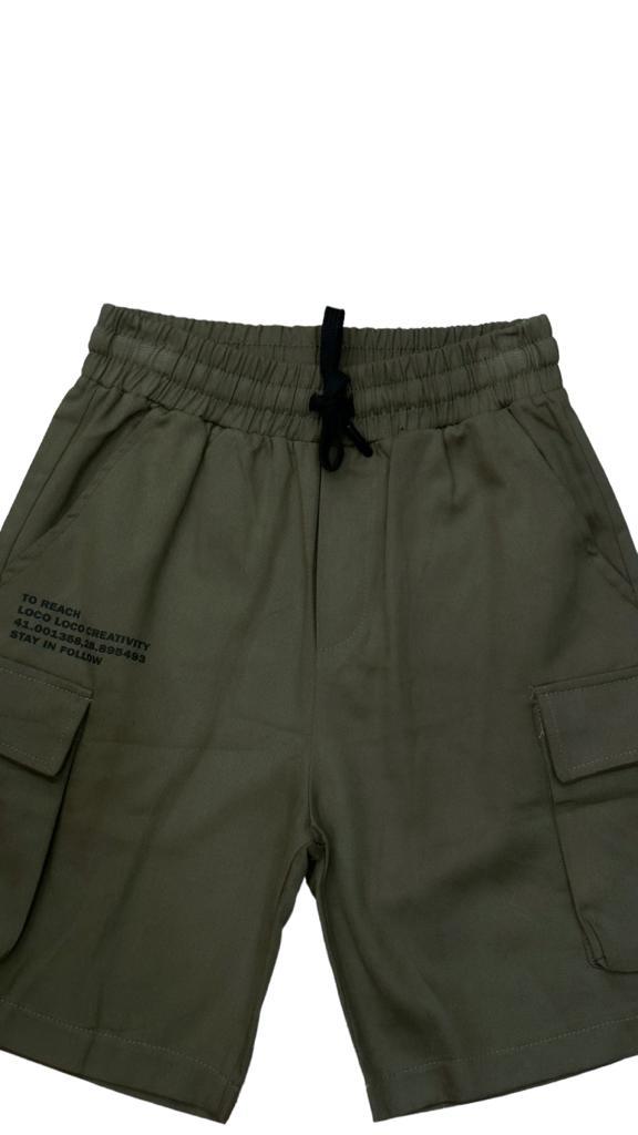 Erkek Çocuk Pamuklu Gabardiin Kargo Cepli Bel Lastikli Şort