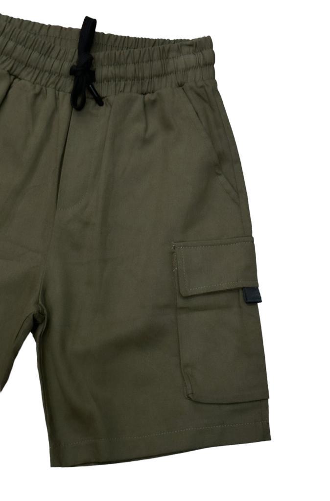 Erkek Çocuk Pamuklu Gabardiin Kargo Cepli Bel Lastikli Şort