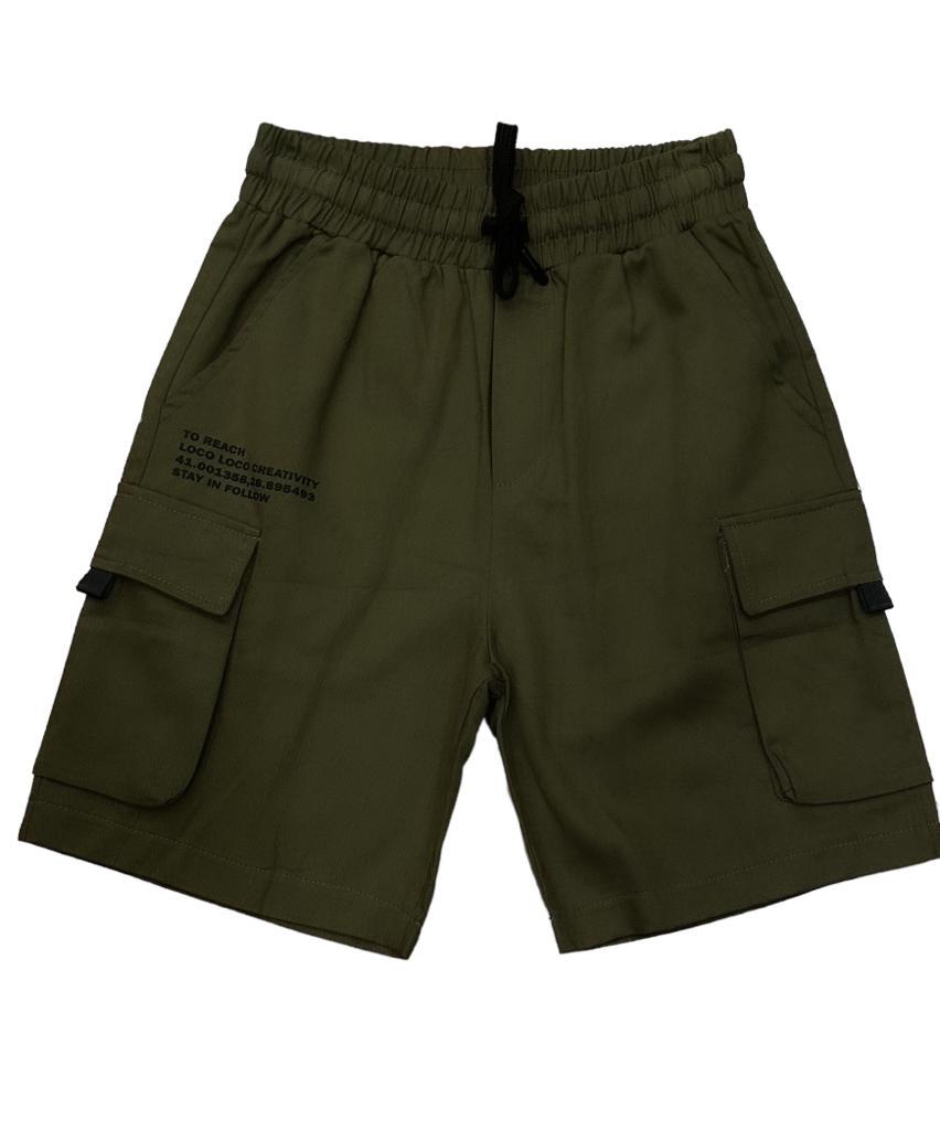 Erkek Çocuk Pamuklu Gabardiin Kargo Cepli Bel Lastikli Şort