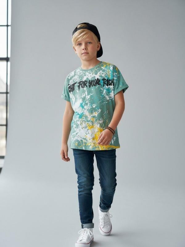 Erkek Çocuk Pamuklu Geniş Kesim Baskılı T-shirt