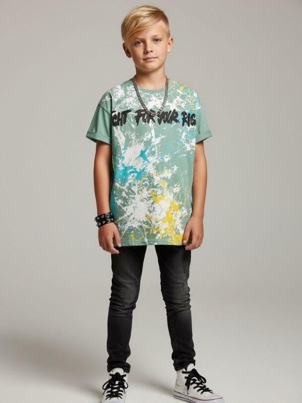 Erkek Çocuk Pamuklu Geniş Kesim Baskılı T-shirt