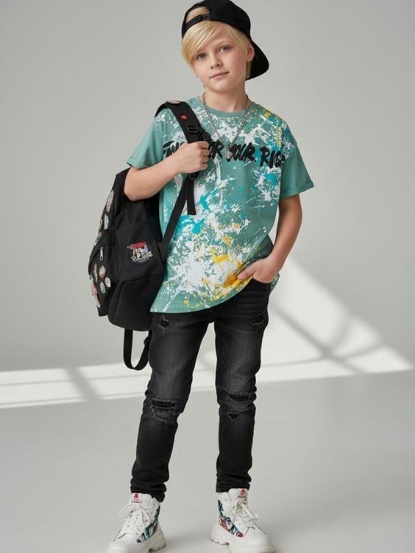 Erkek Çocuk Pamuklu Geniş Kesim Baskılı T-shirt