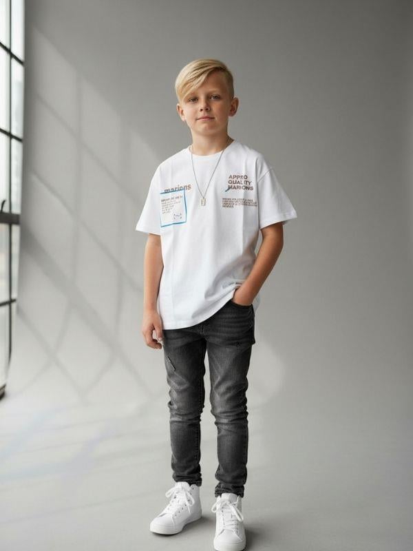 Erkek Çocuk Pamuklu Gizli Cep Detaylı Oversize T-shirt