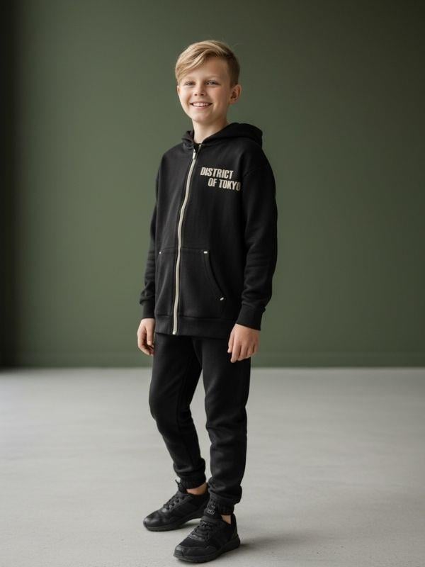 Erkek Çocuk Pamuklu Kapüşonlu Hırkalı Eşofman Takım