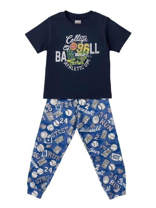 Erkek Çocuk Pamuklu Kısa Kol College Pijama Takımı