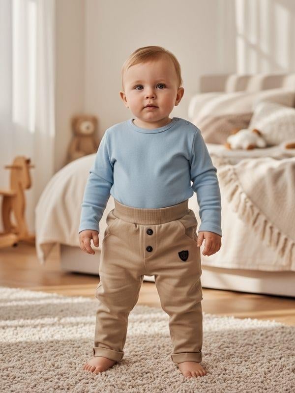 Erkek Çocuk Pamuklu Lastikli  Duble Paça Eşofman Altı