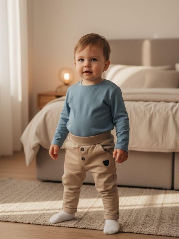 Erkek Çocuk Pamuklu Lastikli  Duble Paça Eşofman Altı