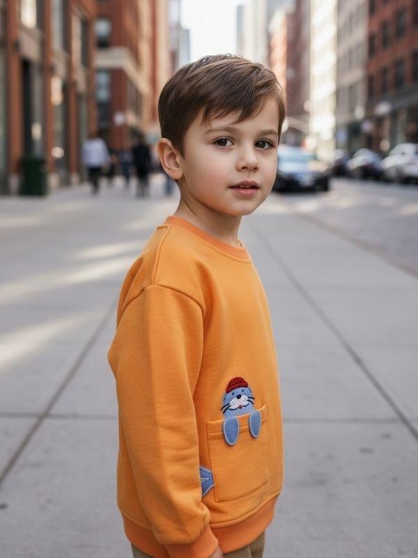 Erkek Çocuk Pamuklu Ocean Yazılı Sweatshirt