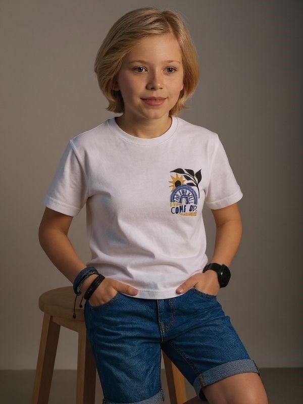 Erkek Çocuk Pamuklu Sırt Baskılı T-shirt