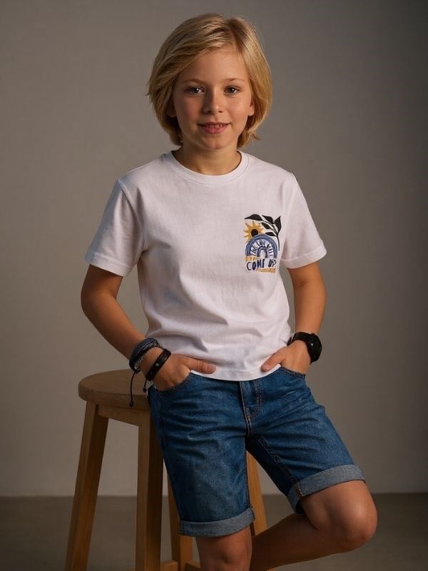 Erkek Çocuk Pamuklu Sırt Baskılı T-shirt