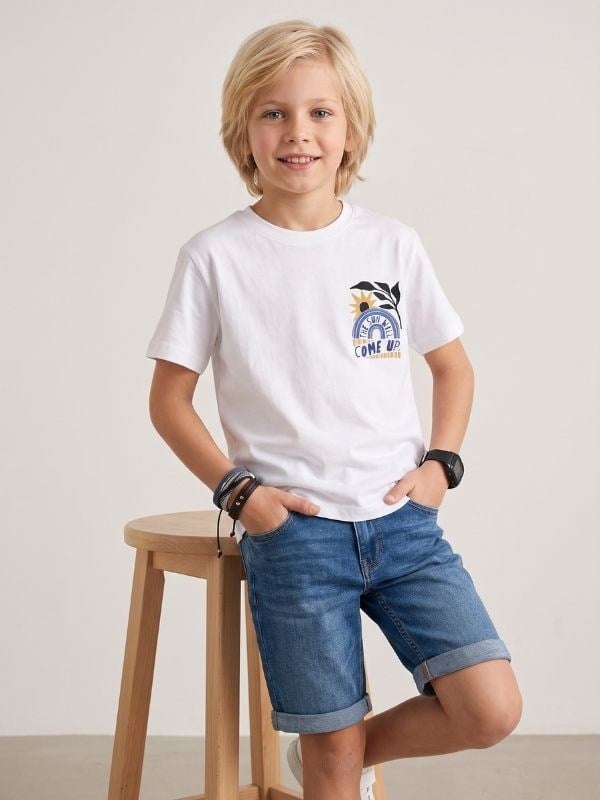 Erkek Çocuk Pamuklu Sırt Baskılı T-shirt