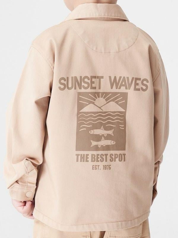 Erkek Çocuk Pamuklu Sırtı Sunset Baskılı Gömlek Ceket