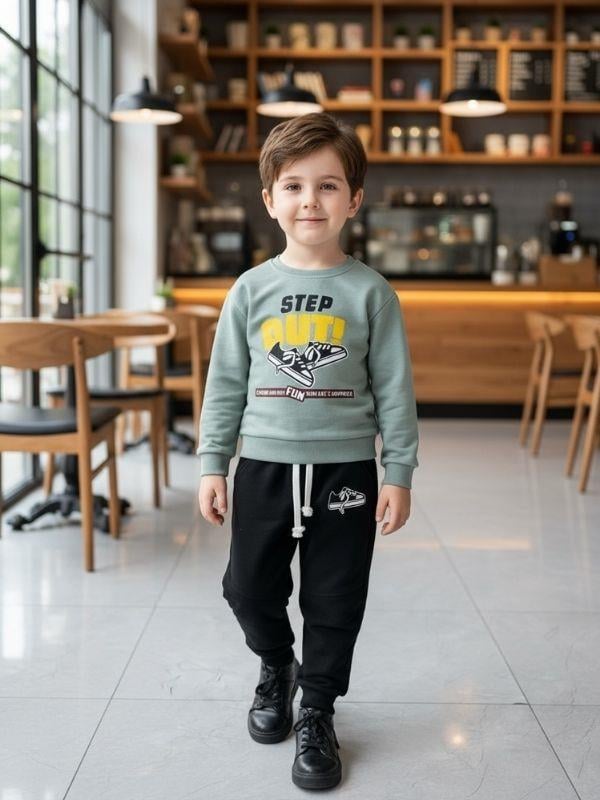 Erkek Çocuk Pamuklu Step Out Baskılı Eşofman Takımı