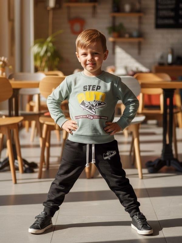 Erkek Çocuk Pamuklu Step Out Baskılı Eşofman Takımı