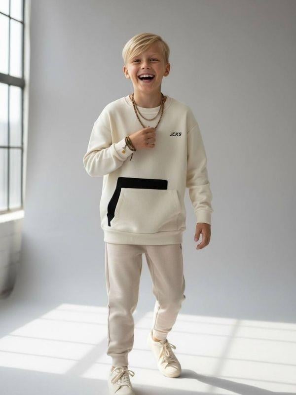 Erkek Çocuk Pamuklu Üç İplik Şardonlu Oversize Sweatshirt