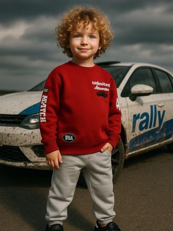 Erkek Çocuk Pamuklu Unlimited Yazılı Tasarım Sweatshirt