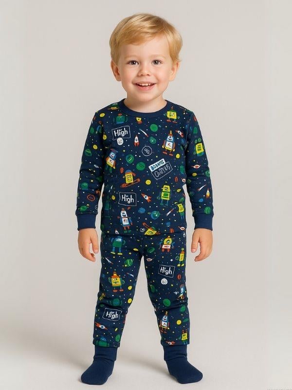 Erkek Çocuk Pamuklu Uzay Baskılı Pijama Takımı