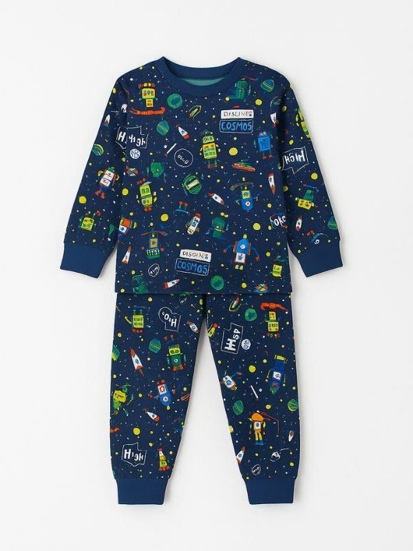 Erkek Çocuk Pamuklu Uzay Baskılı Pijama Takımı