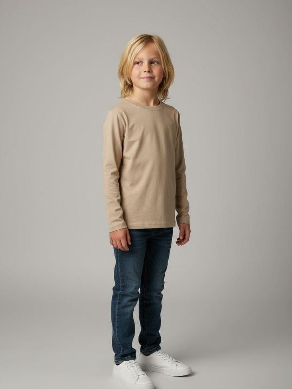 Erkek Çocuk Pamuklu Uzun Kol Basic T-shirt