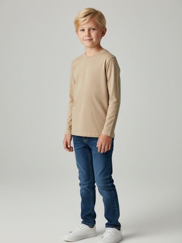 Erkek Çocuk Pamuklu Uzun Kol Basic T-shirt