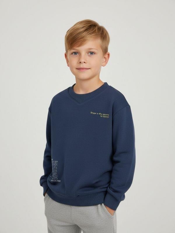 Erkek Çocuk Pamuklu V Yaka Baskılı Sweatshirt