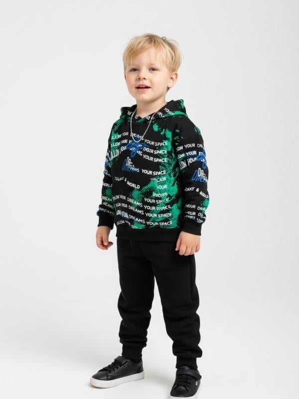 Erkek Çocuk Pamuklu Yazı Baskılı Kapüşonlu Eşofman Takımı