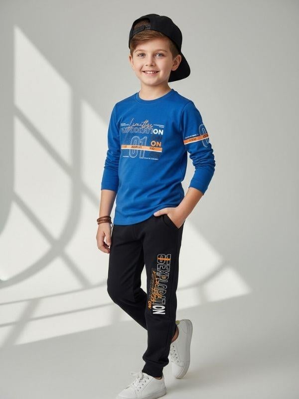 Erkek Çocuk Pamuklu Yazı Baskılı Pijama Takımı