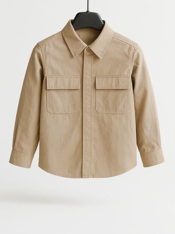 Erkek Çocuk Paraşüt Kumaş Çıtçıtlı Cepli Gömlek